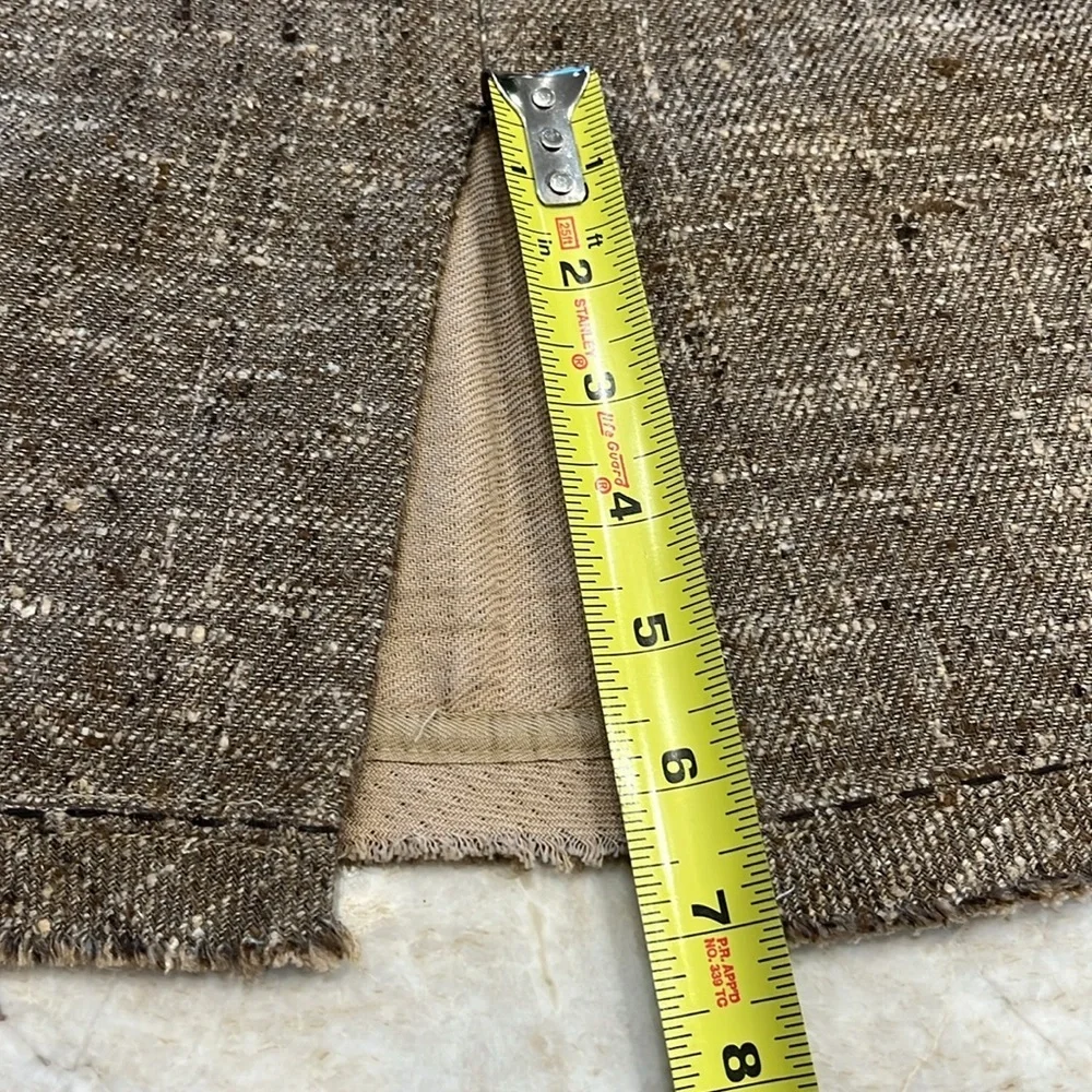 VINTAGE ELIE TAHARI | Raw Hem Pencil Skirt‎ | Silk Blend | Brown Tweed | Size 8